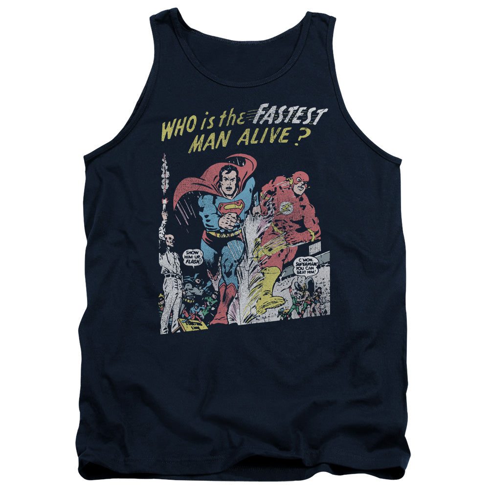 Justice League Fastest Man Mens Tank Top Shirt Navy Blue