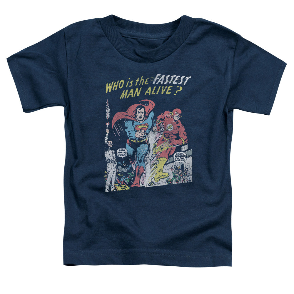 Justice League Fastest Man Toddler Kids Youth T Shirt Navy Blue