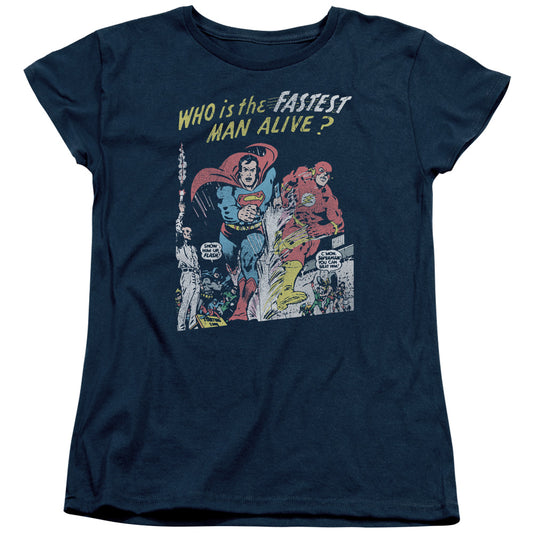 Justice League Fastest Man Womens T Shirt Navy Blue