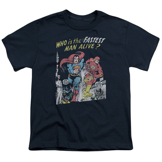 Justice League Fastest Man Kids Youth T Shirt Navy Blue