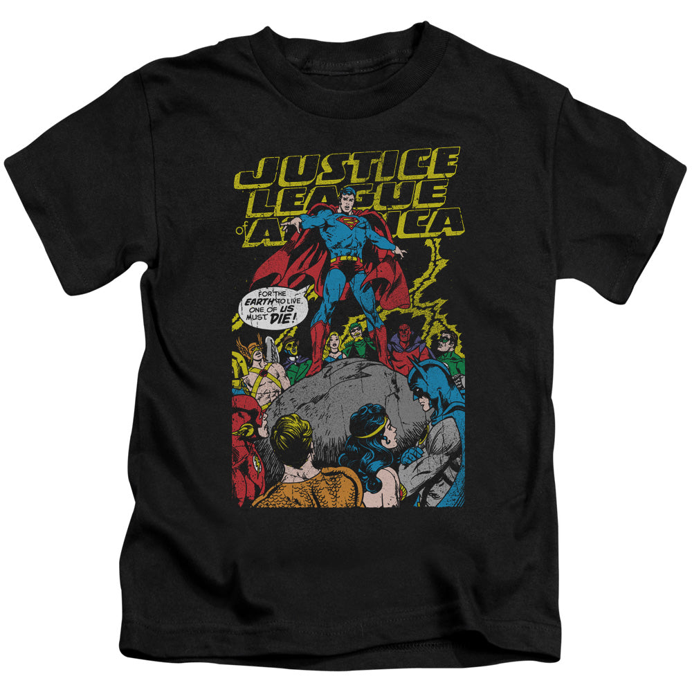 Justice League Ultimate Scarifice Juvenile Kids Youth T Shirt Black