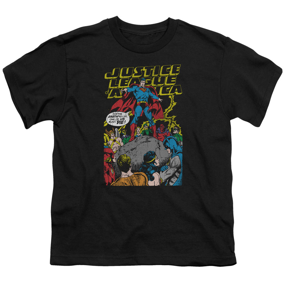 Justice League Ultimate Scarifice Kids Youth T Shirt Black