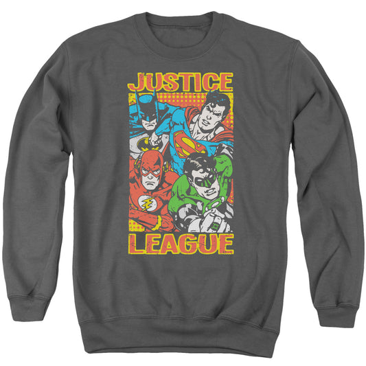 Justice League Hero Mashup Mens Crewneck Sweatshirt Charcoal