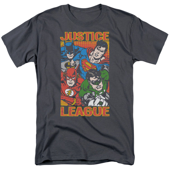 Justice League Hero Mashup Mens T Shirt Charcoal