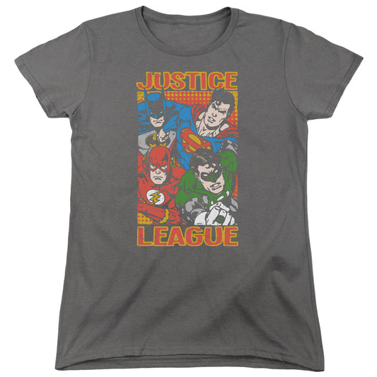 Justice League Hero Mashup Womens T Shirt Charcoal