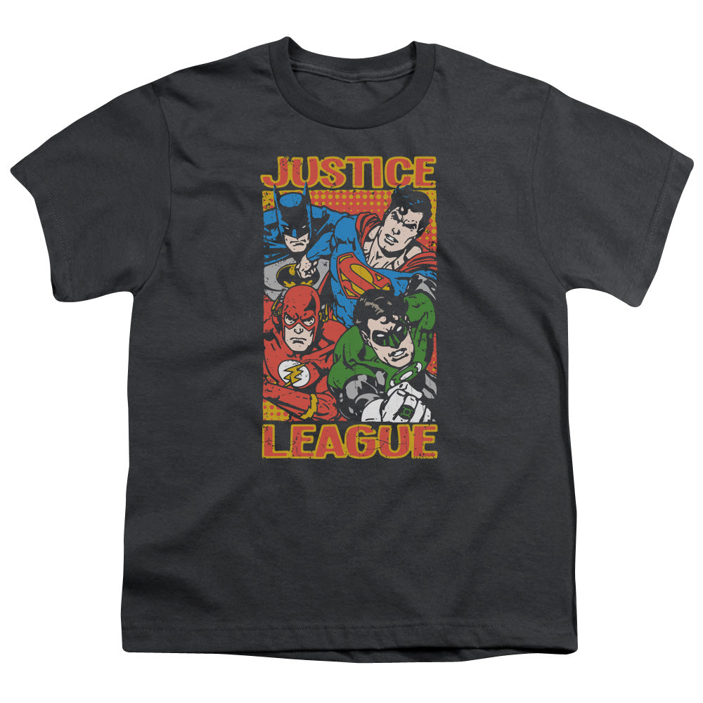 Justice League Hero Mashup Kids Youth T Shirt Charcoal