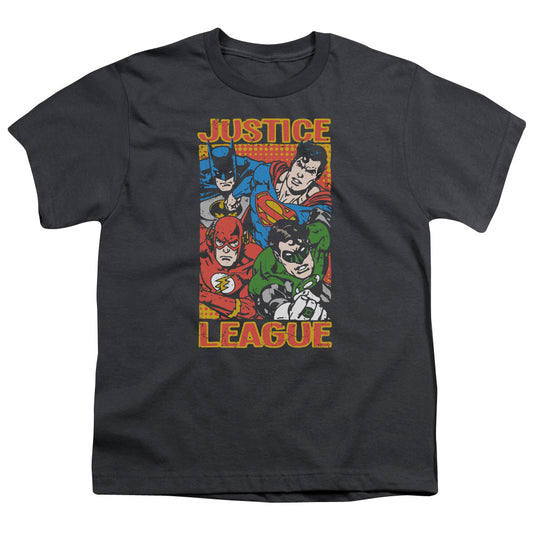 Justice League Hero Mashup Kids Youth T Shirt Charcoal