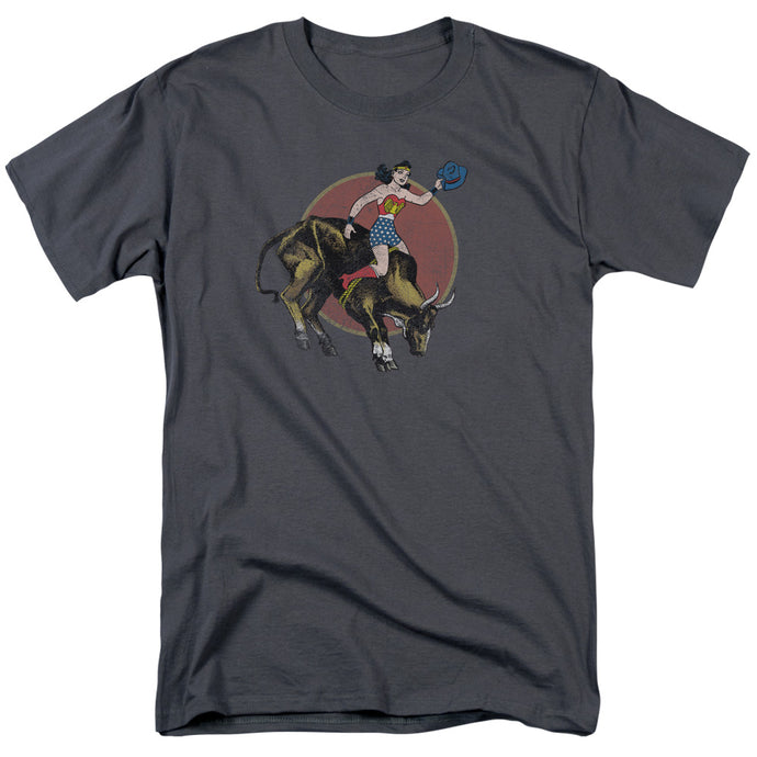 Justice League Bull Rider Mens T Shirt Charcoal