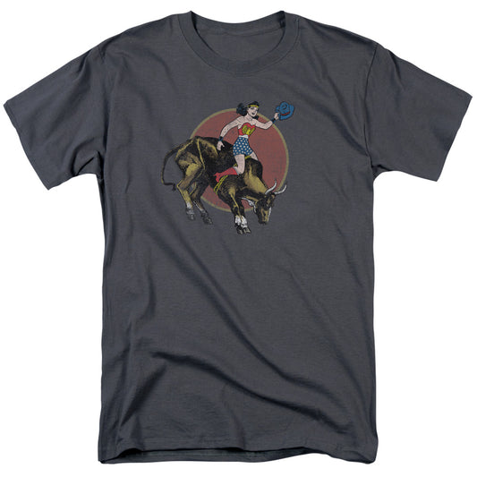 Justice League Of America Bull Rider Mens T Shirt Charcoal Officially Licensed