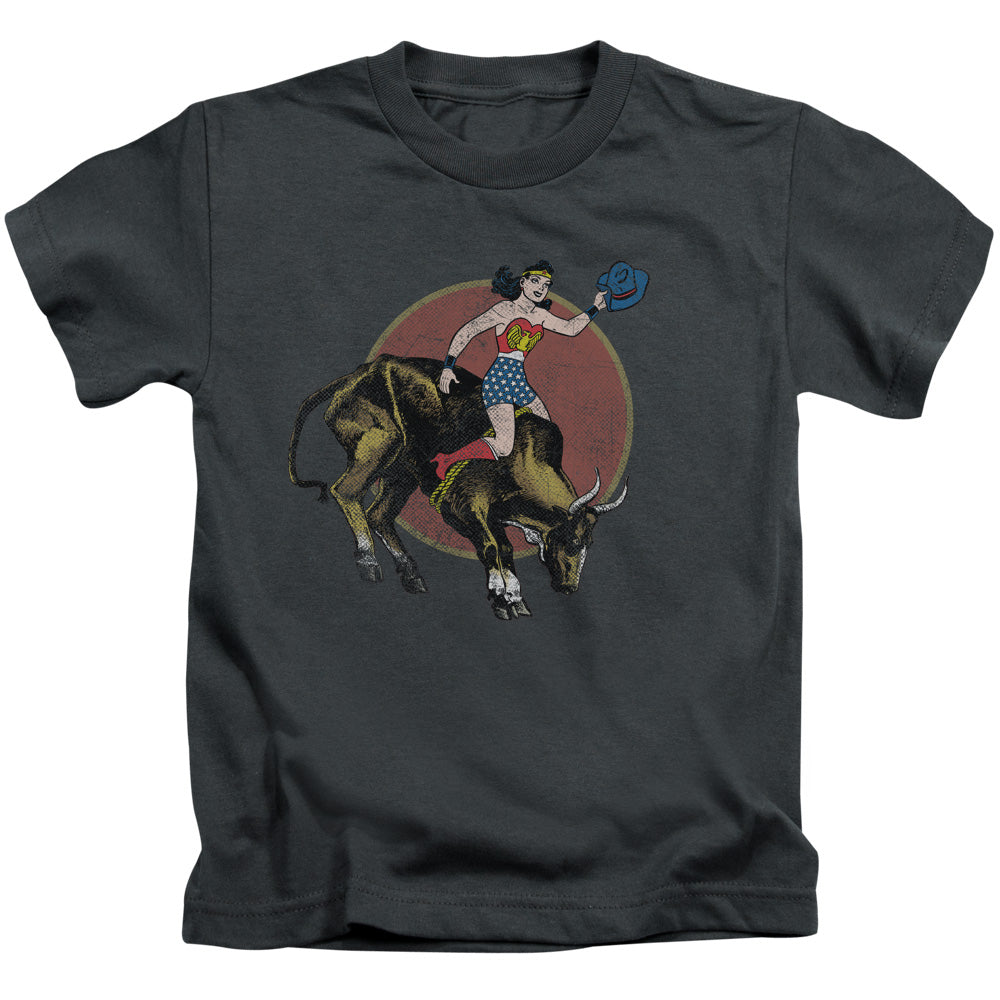 Justice League Bull Rider Juvenile Kids Youth T Shirt Charcoal