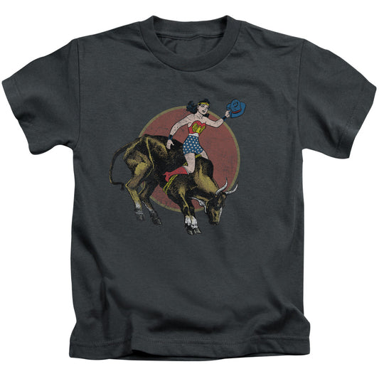 Justice League Bull Rider Juvenile Kids Youth T Shirt Charcoal