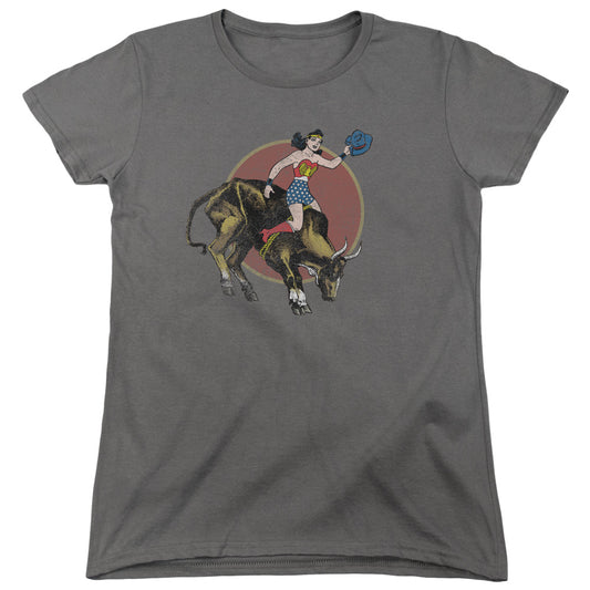 Justice League Bull Rider Womens T Shirt Charcoal