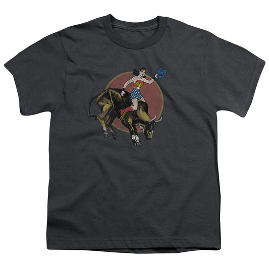 Justice League Bull Rider Kids Youth T Shirt Charcoal