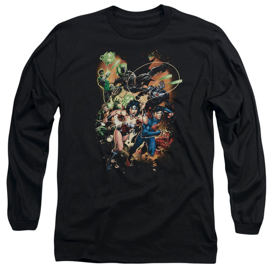 Justice League Battle Ready Mens Long Sleeve Shirt Black