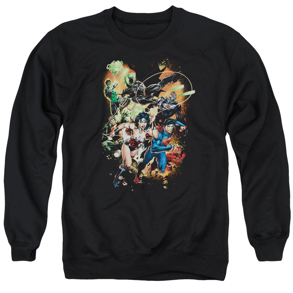 Justice League Battle Ready Mens Crewneck Sweatshirt Black