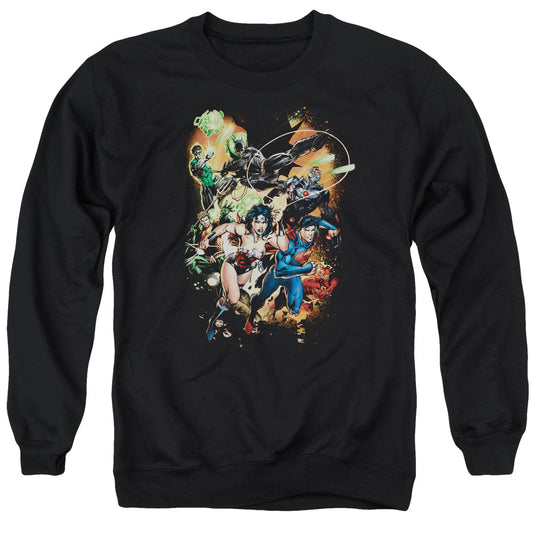 Justice League Battle Ready Mens Crewneck Sweatshirt Black