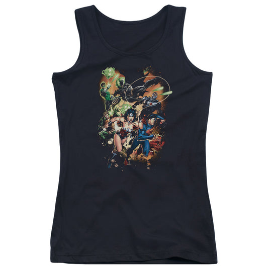 Justice League Battle Ready Womens Tank Top Shirt Black