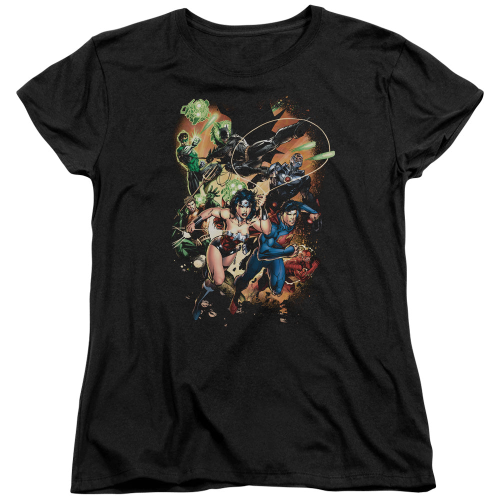 Justice League Battle Ready Womens T Shirt Black