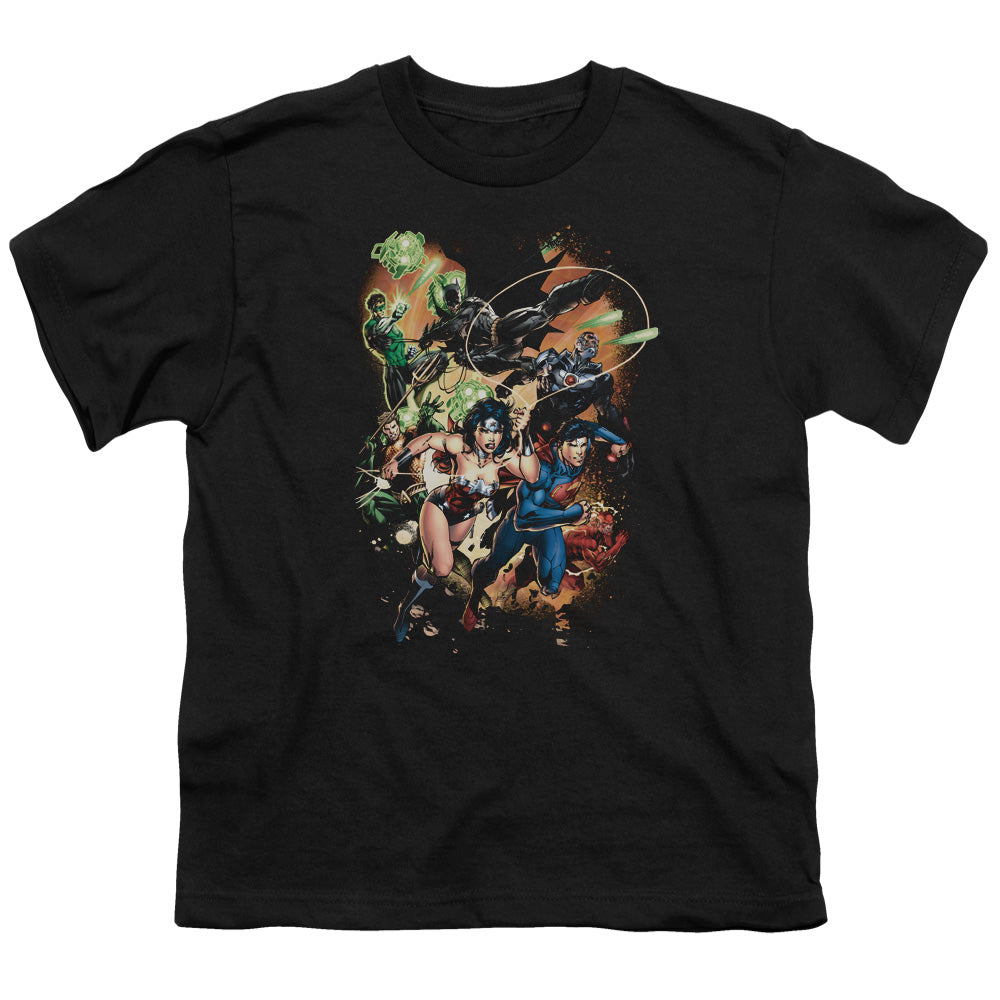 Justice League Battle Ready Kids Youth T Shirt Black
