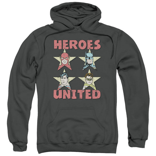 Justice League United Stars Mens Hoodie Charcoal