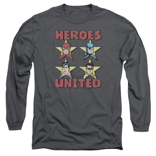 Justice League United Stars Mens Long Sleeve Shirt Charcoal