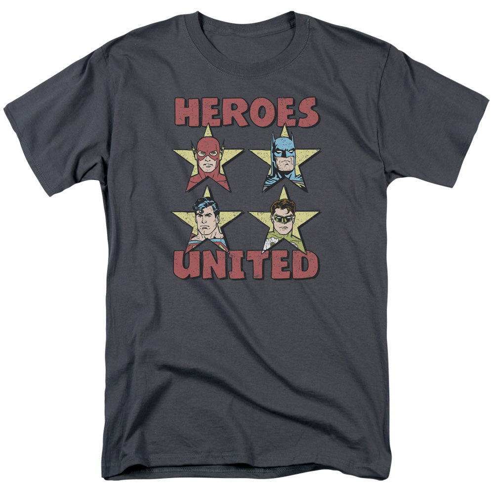 Justice League United Stars Mens T Shirt Charcoal