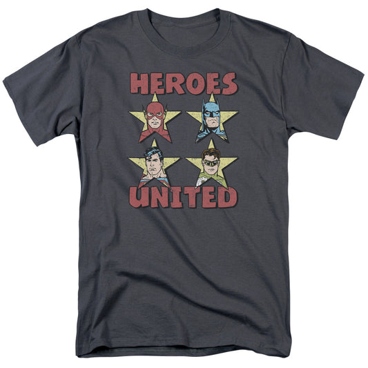 Justice League United Stars Mens T Shirt Charcoal