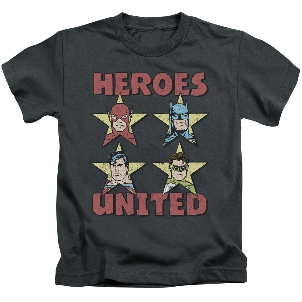 Justice League United Stars Juvenile Kids Youth T Shirt Charcoal