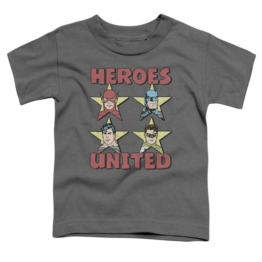 Justice League United Stars Toddler Kids Youth T Shirt Charcoal