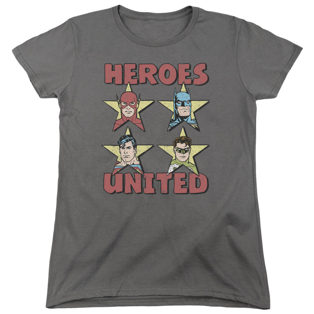 Justice League United Stars Womens T Shirt Charcoal