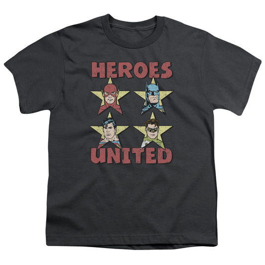 Justice League United Stars Kids Youth T Shirt Charcoal