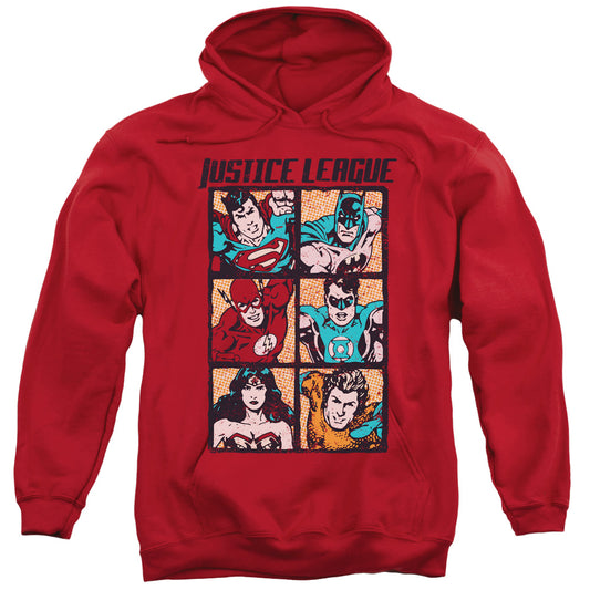 Justice League Rough Panels Mens Hoodie Red