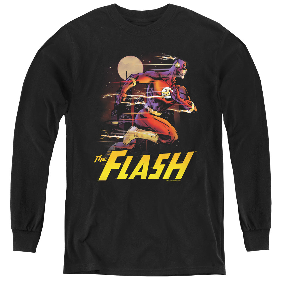 Justice League City Run Long Sleeve Kids Youth T Shirt Black