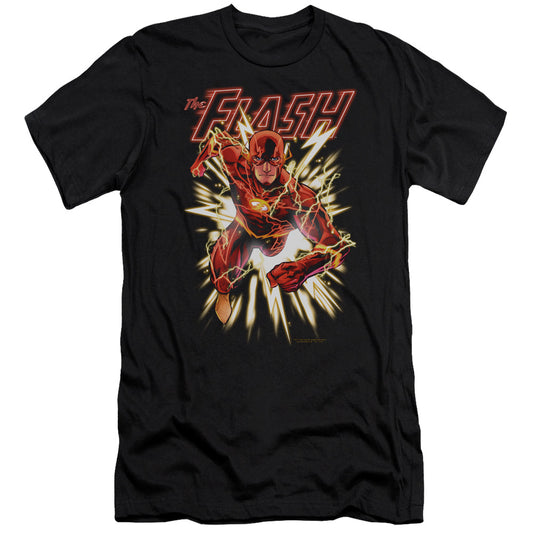 Justice League Flash Glow Premium Bella Canvas Slim Fit Mens T Shirt Black