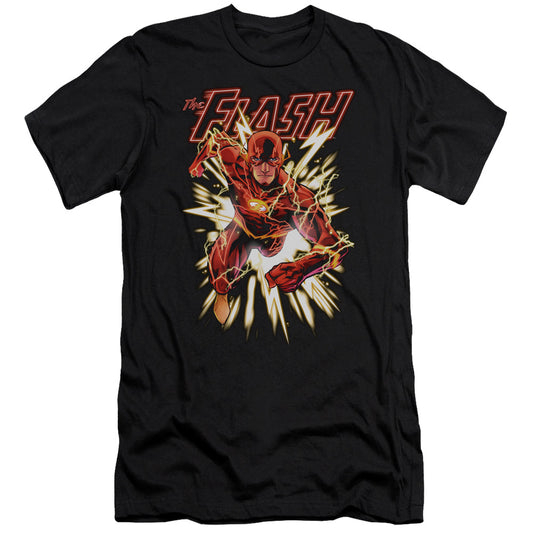 Justice League Flash Glow Slim Fit Mens T Shirt Black