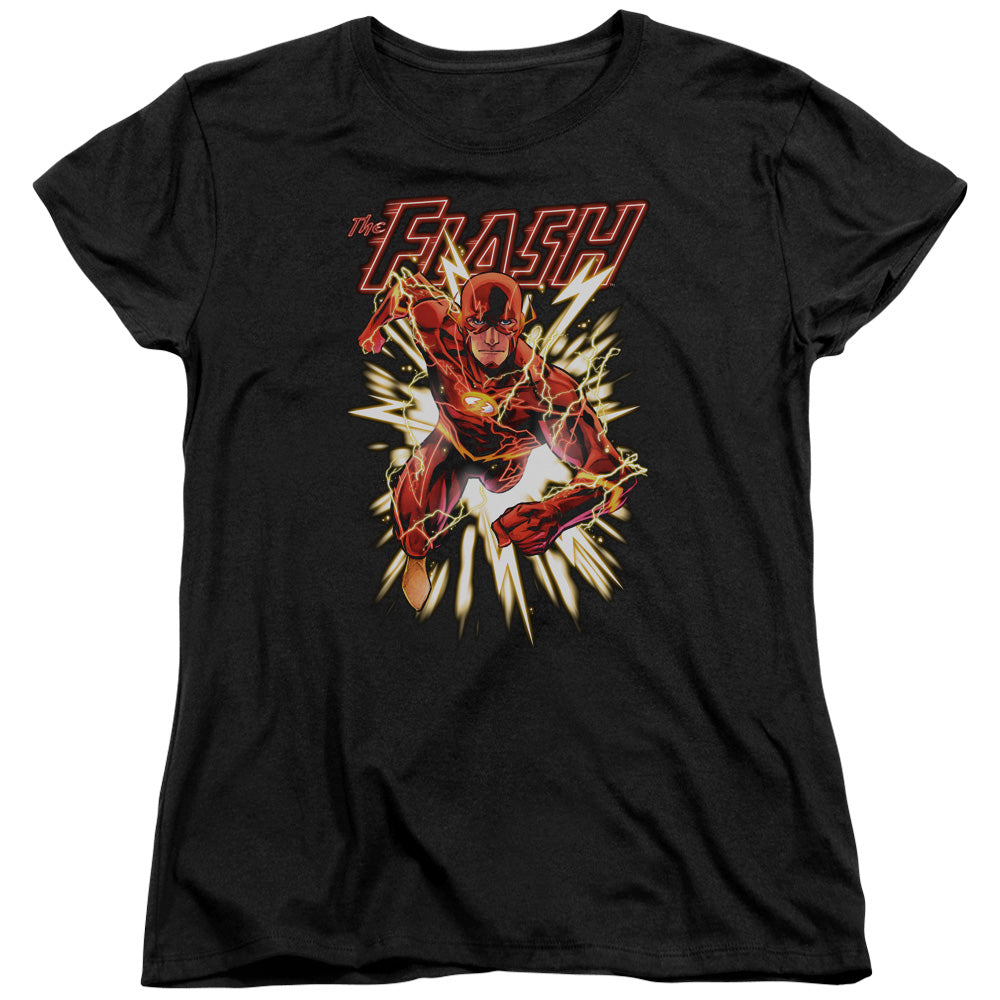 Justice League Flash Glow Womens T Shirt Black