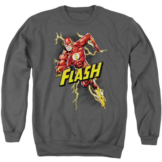 Justice League Bolt Run Mens Crewneck Sweatshirt Charcoal