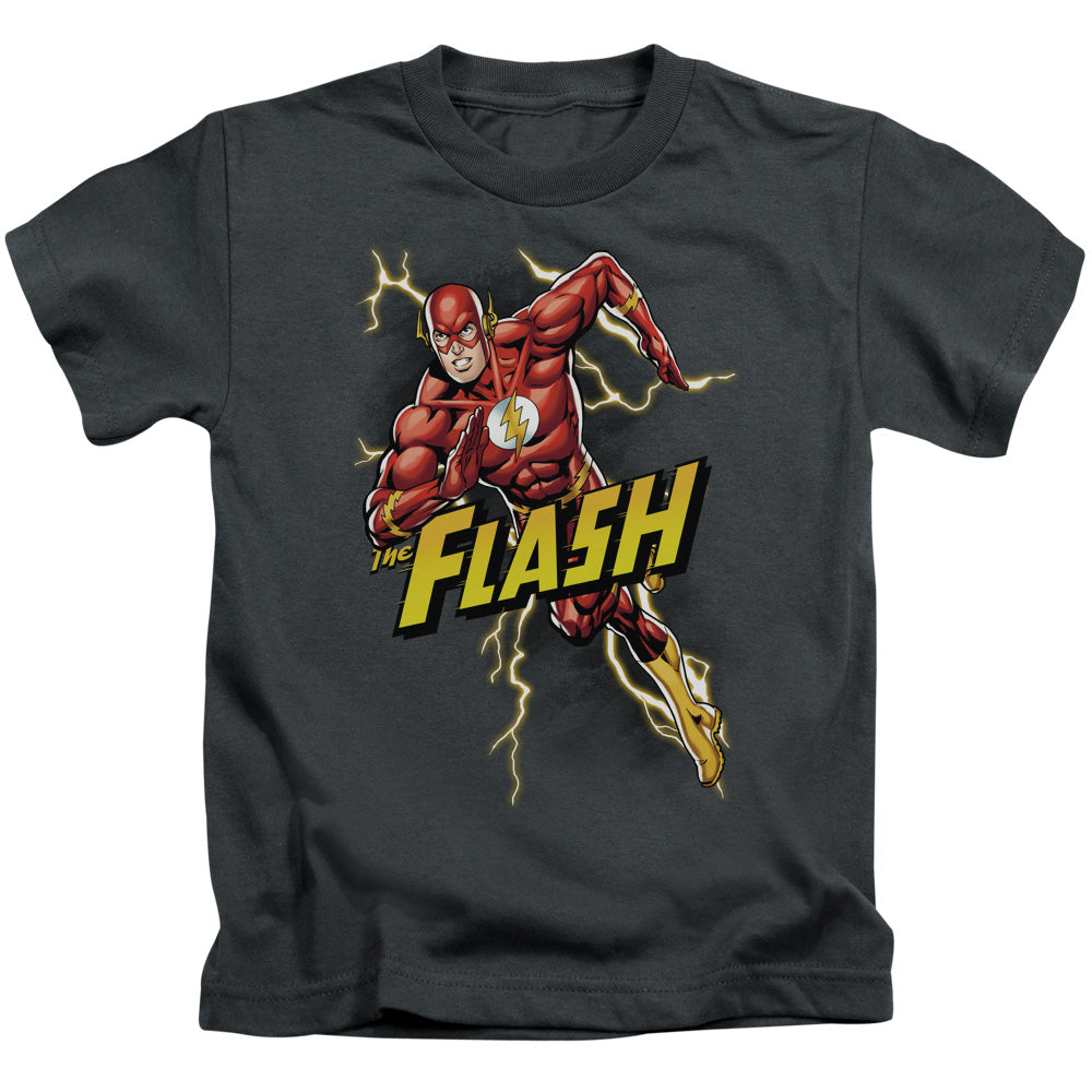 Justice League Bolt Run Juvenile Kids Youth T Shirt Charcoal