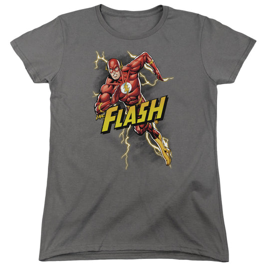 Justice League Bolt Run Womens T Shirt Charcoal
