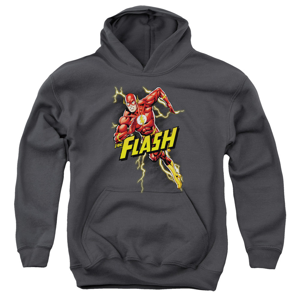 Justice League Bolt Run Kids Youth Hoodie Charcoal