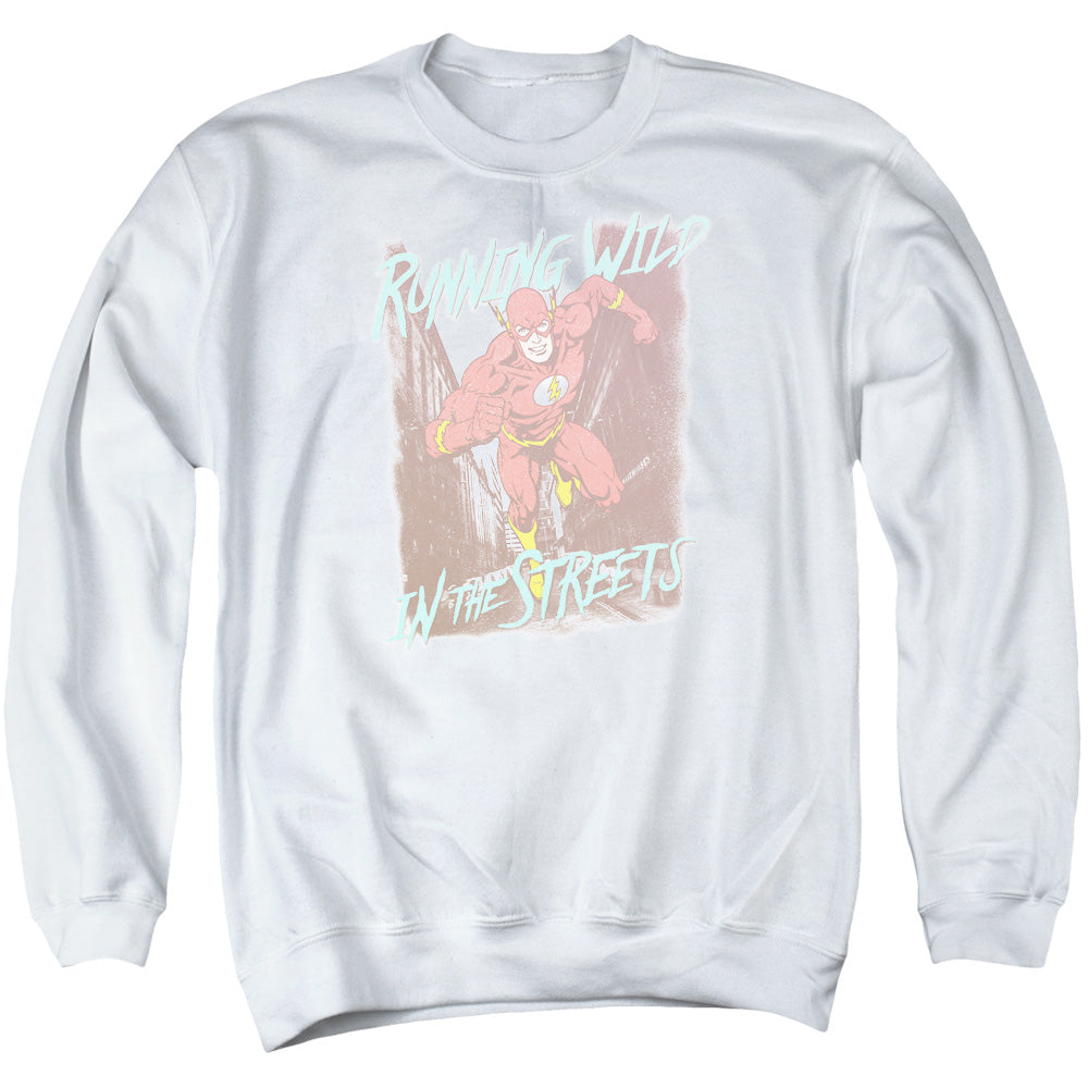 Justice League Running Wild Mens Crewneck Sweatshirt White