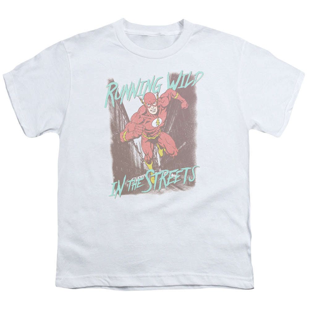 Justice League Running Wild Kids Youth T Shirt White