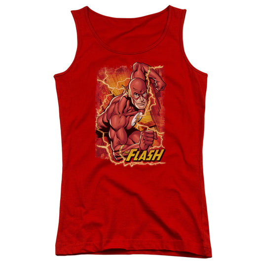 Justice League Flash Lightning Womens Tank Top Shirt Red