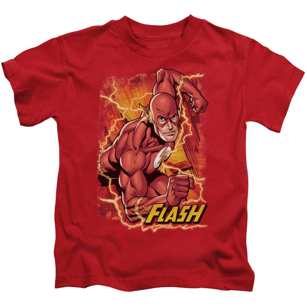 Justice League Flash Lightning Juvenile Kids Youth T Shirt Red