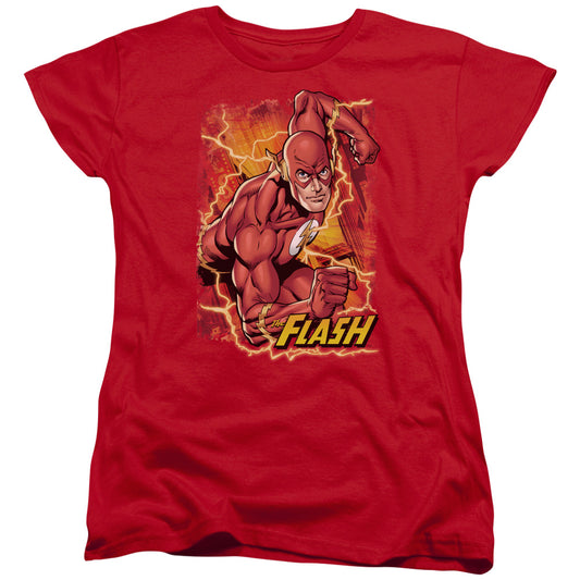 Justice League Flash Lightning Womens T Shirt Red