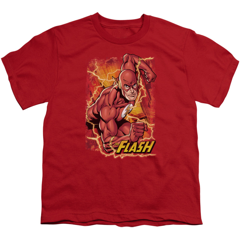 Justice League Flash Lightning Kids Youth T Shirt Red