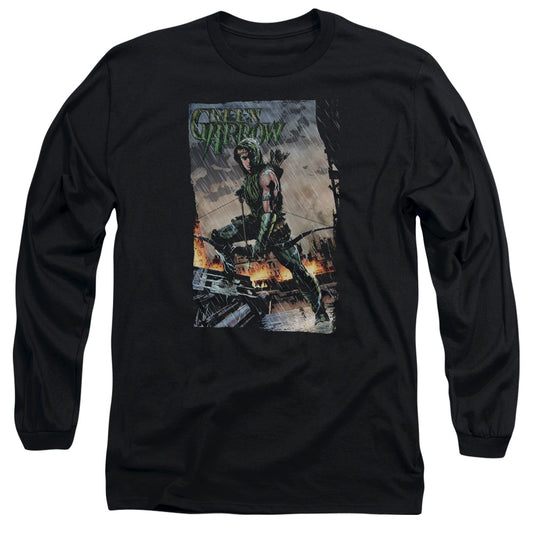 Justice League Fire and Rain Mens Long Sleeve Shirt Black