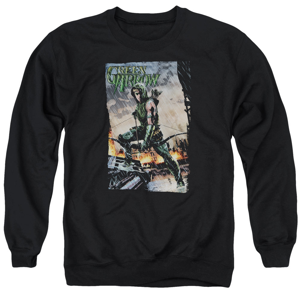 Justice League Fire and Rain Mens Crewneck Sweatshirt Black