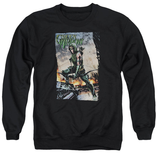Justice League Fire and Rain Mens Crewneck Sweatshirt Black