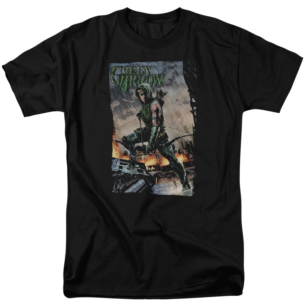 Justice League Fire and Rain Mens T Shirt Black